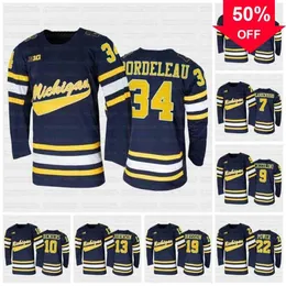 Mag C202 Michigan Wolverines College Hokey Donanma Çoğaltma Jersey 4 Cam York 7 Nick Blankenburg 9 Eric Ciccolini Beniers Johnson Brisson Power Mann