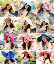 FoldableS Lady beach straw hats Sun Hat Ladies Wide Brim Straws caps Outdoor Foldable Beachs Panama Hats DE3323614895