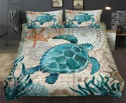 Ocean series Sea turtle seahorse dolphins 3D Bedding set comforter bedding sets octopus bedclothes bed linen US AU UK11 Size 201022104561