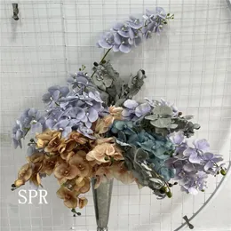 Dekorativa blommor Spr Bulk Silk Flower Ivy Garland Blue Hydrangea Tulip Leaf Stam Floral Arrangement Artificial Valentine Roses