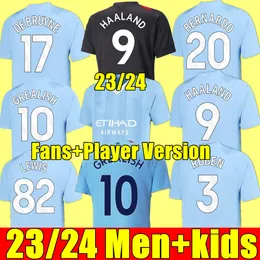 Haaland Soccer Jersey 22 23 24 De Bruyne Mans Cities Grealish Mahrez Foden 2023 Special Football Shirt Men Kids Kit Set Alvarez Uniforms 116