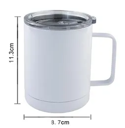 10oz Sublimation Blank Coffee Mug Bottle Car Cup Office Double Wall DIY Insualted Vacuum Drinking Water Tumbler With Handle9093766