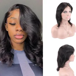 Short Bob Lace Front Human Hair Wigs For Women Brazilian Body Wave 13x4 Transparent Frontal Wig