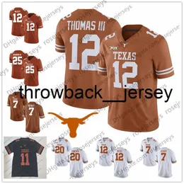 Thr Texas Longhorns #12 Earl Thomas III Colt McCoy 10 Vince Young 20 Earl Campbell 34 Ricky Williams Black Orange White Emerat Football Jersey