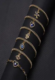 Blue Evil Eye Bracelets For Women Hand Heart Starfish Charm Crystal Tennis Chain Bange Female Fashion Party Jewelry Gift3887878