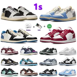 1s Low Mens Basketball Shoes TS X Olive Black Phantom Cement Lucky Green Concord Fierce Pink Wolf Unc Grey Game Royal Men Women Trainer Sports Sneakers 36-45