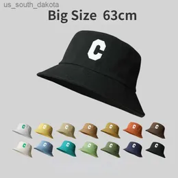 63 cm czapki wiadra w dużych rozmiarach dla mężczyzn kobiety Summer Big Head Panama Bob Letter Hip Hop Caps Outdoor Sunshade Sun Fisherman Hat 2022 L230523