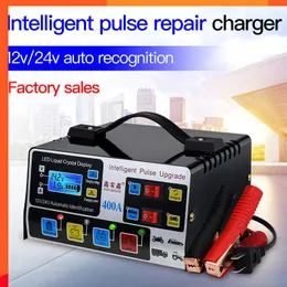 New 12V24V 220W Car Battery Charger Fully Automatic High Frequency Intelligent Pulse Repair Charger LCD Display High Power Charger