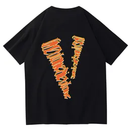 Herr t-shirts färgglada bokstäver tryck vlone märkesdesigner kläder tee skjorta krage skjorta vår o nack thirt bomull t-shirts vintage kort ärm us size s 4xly1