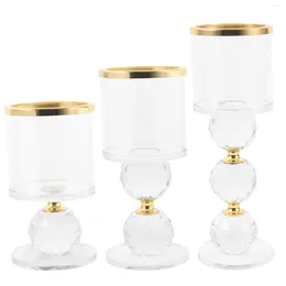 Candle Holders 3pcs European Style Windproof Crystal Taper Holder Romantic Candlestick For Dining Table