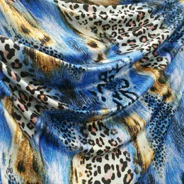 Fabric Good Blue/Yellow Leopard Print Fabric 4 Ways Stretch Knitted Cotton/Spandex Fabric Diy Sewing Dress Sexy Belly Dance Cheongsam