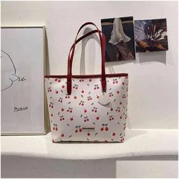 Other Bags Summer Cute Cherry Pattern Handbag Designer Pu Leather Shoder Bag Large Capacity Shop Tote Fashion Ol Commuter Drop Deliv Dhpxz