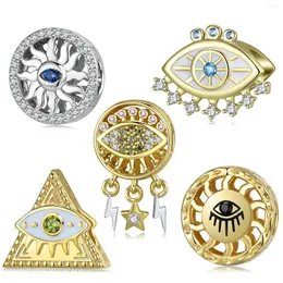 Luźne kamienie szlachetne przekonanie religijne 925 Sterling Srebrna ręka Fatima Evil Blue Eye DIY Kulki do biżuterii, tworząc sprawne oryginalne uroki bransoletki