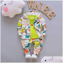 Clothing Sets 3Pcs Toddler Baby Boy Clothes Outfits Hooded Coataddt Shirtadd Kids Children Boys 57 Z2 Drop Delivery Maternity Dh5Mi