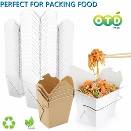 Kitchenware Takeout Food Container with Handle Microwaveable Kraft Paper Take Out Box Leak and Grease Resistant MealPrep