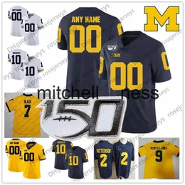 Mit8 Custom 2021 Michigan Wolverines NCAA Football Jersey 12 Cade McNamara 25 Hassan Haskins 2 Blake Corum 6 Cornelius Johnson 150TH Hommes Jeunes Femmes N'importe quel nom Numéro S3