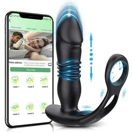 Sex Toy Massager App Control Telescopic Prostate Massager Butt Plug Anal Vibrator Toys for Men Ass Dildo Bluetooth Buttplug 9 Modes