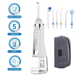 Other Oral Hygiene 5 Modes Oral Irrigator 300ml Portable Water Dental Flosser Dental Teeth Cleaner USB Rechargeable Irrigator with Travel Bag 230605