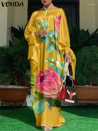 Повседневные платья vonda элегантное макси-платье 2023 лето женщины с длинным рукавом с длинным рукавом салата