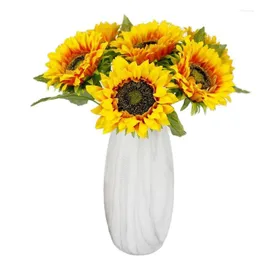 Decorative Flowers 5pcs Silk Sunflower Branch Single Stem Artificial Helianthus Sunflowers For Wedding Home Party Office Table Floral