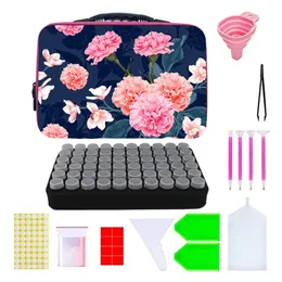 Stitch Diamond Painting Accessories Container for Beads Storage Box 60 Slot Beads Jar Zipper Case DIY Diamond Mosaic Paintings Tools