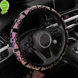 New 7 Color Unique Diamond Bowknot Car Steering Wheel Covers Universal Hot Fix Rhinestone Car Covered Steering-Wheel Accessories
