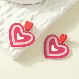Stud Earrings Fashion Cute Peach Heart Beaded Multilayer Stitching Resin Acrylic Pendant For Women Dangle Earring Jewelry Accessories