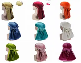 24 colors Velvet Durag Wave Caps Extra Long Tail and Wide Straps for DuRAG Pirate Caps Make middle stitch on outside Hair Accesso6345038