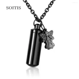 Pendant Necklaces SOITIS Cremation Urn Necklace For Ashes Keychain Vial Jewelry Angel Wing Decorative Virgin Mary/Heart Shape Ornaments
