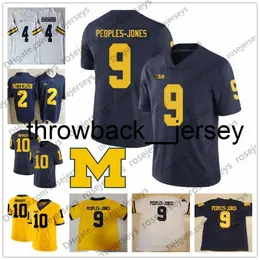 THR 2019 Michigan Wolverines #9 Donovan Peoples-Jones 4 Nico Collins 8 Ronnie Bell 13 Tru Wilson 42 Ben Mason White Blue Yellow Football Jersey