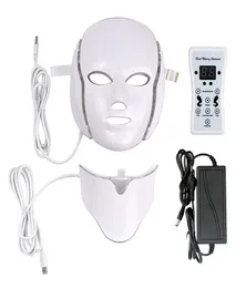 7 Color LED light Therapy face Beauty Machine LED Facial Neck Mask With Microcurrent for skin whitening acne device dhl shipm5183916