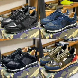 Nieuwe Rivet Camouflage Loopschoenen Suede Stud Stylist luxe schoenen Dames Heren Sneakers Ontwerper Geruite Studded Flats Mesh Camo Mode Trainers Box maat 36-46