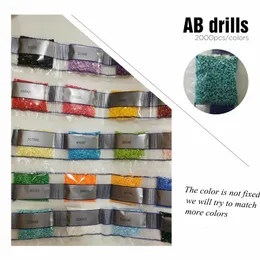 غرزة الماس اللوحة ملونة جولة AB تدريبات 20 ألوان مربع AB تدريبات 20/36 ألوان 2000pcs/حقيبة