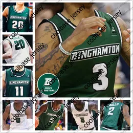 College Wears Custom Binghamton Bearcats 2020 Basketball #3 Sam Sessoms 20 George Tinsley 2 Brenton Mills 5 Pierre Sarr 남성 청소년 Kid NCAA Jerseys 4XL