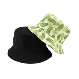 Szerokie brzegowe czapki 2022 Bawełniany wzór ogórka drukowania lufy rybacka na zewnątrz Hat Sun Hat dla mężczyzn i kobiet 134 G230603