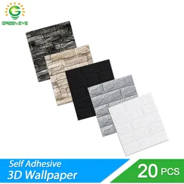 20 peças 3D DIY papel de parede autoadesivo adesivos de parede à prova d'água decoração para quarto cozinha 3D papel de parede tijolo
