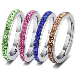 Pierścienie zespołu kolorowy pierścionek z diamentem stal nierdzewna para Pierścień Pierścień urodzin