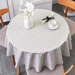 Toalha de mesa redonda nórdica, grade impressa à prova d'água, mesa de café, jantar, plástico r230605