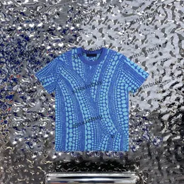 Xinxinbuy Men Designer Tee T Shirt 23ss Pumpkin Jacquard Dots Pattern Short Sleeve Cotton Women Blue S-XL