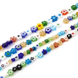 Beads Sweet Lampwork Glass Flower At Random Color Loose Spacer DIY Making Bracelets Necklace Jewelry Findings 1Strand