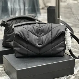 12a 업그레이드 미러 품질 디자이너 Loulou Puffer Bags 34cm 메신저 백 퀼트 지갑 여성 나일론 핸드백 크로스 바디 어깨 끈 체인 가방 검은 색 톤