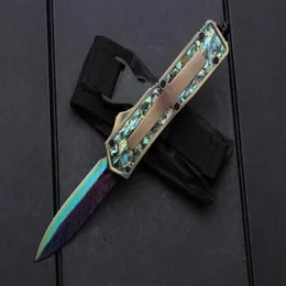 US Italian Style BM3300 Golden Abalone Shell Tactical Automatic Knife EDC Tool Outdoor Hunting D2 Blade Camping Survival Pocket Au329l