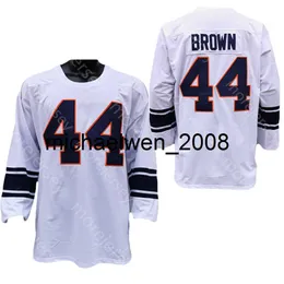 MI08 2020 NCAA Syracuse Orange Football Jersey College 44 Jim Brown White All Sitched and Embroidery Size S-3XL
