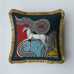 Luxury 45*45cm Cushion/Decorative Pillow Cushion Cover Decorative Square Case Luxury Running Horse Jacquard High Density Fabric Sofa Chair 2023070703