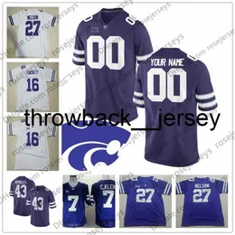 2019 년 캔자스 주 와일드 캣 #4 Malik Knowles 22 Joe Ervin 48 Glenn 11 Steve Grogan Purple White Customized Jersey 4XL