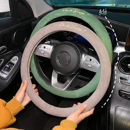 Steering Wheel Covers 2023 Four Seasons Universal Light Luxury Embroidered Winter Plush Handle Cover Car Decorations