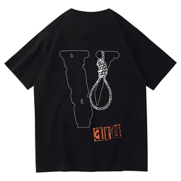 Vlone Designers Tシャツ夏ヨーロッパParis Polos American Stars Fashion Mens Tshirts Bur Fashion Dress Shirt Man SカジュアルチェストレターブラックホワイトシャツLuxurys Y1