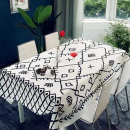 Toalha de mesa nórdica literária xadrez peixe branco todos os anos impressão restaurante mesa capa café à prova dwaterproof água mesa quadrada r230605