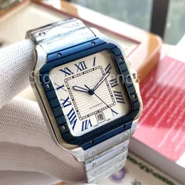 New Top Fashion Automatic Mechanical Self Winding Watch Men Gold Silver Dial 40mm Wristwatch Classic Square Design Casual Full Stainless Steel Clock 1766