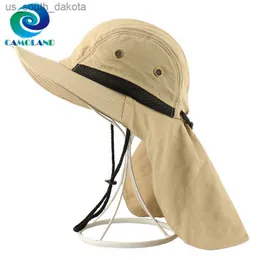 Camoland Summer UPF50+ Słoneczne czapki kobiety męski kapelusz boonie z klapką na szyję na zewnątrz szerokie grzbiet łowić oddychanie czapkę kubełkową L230523